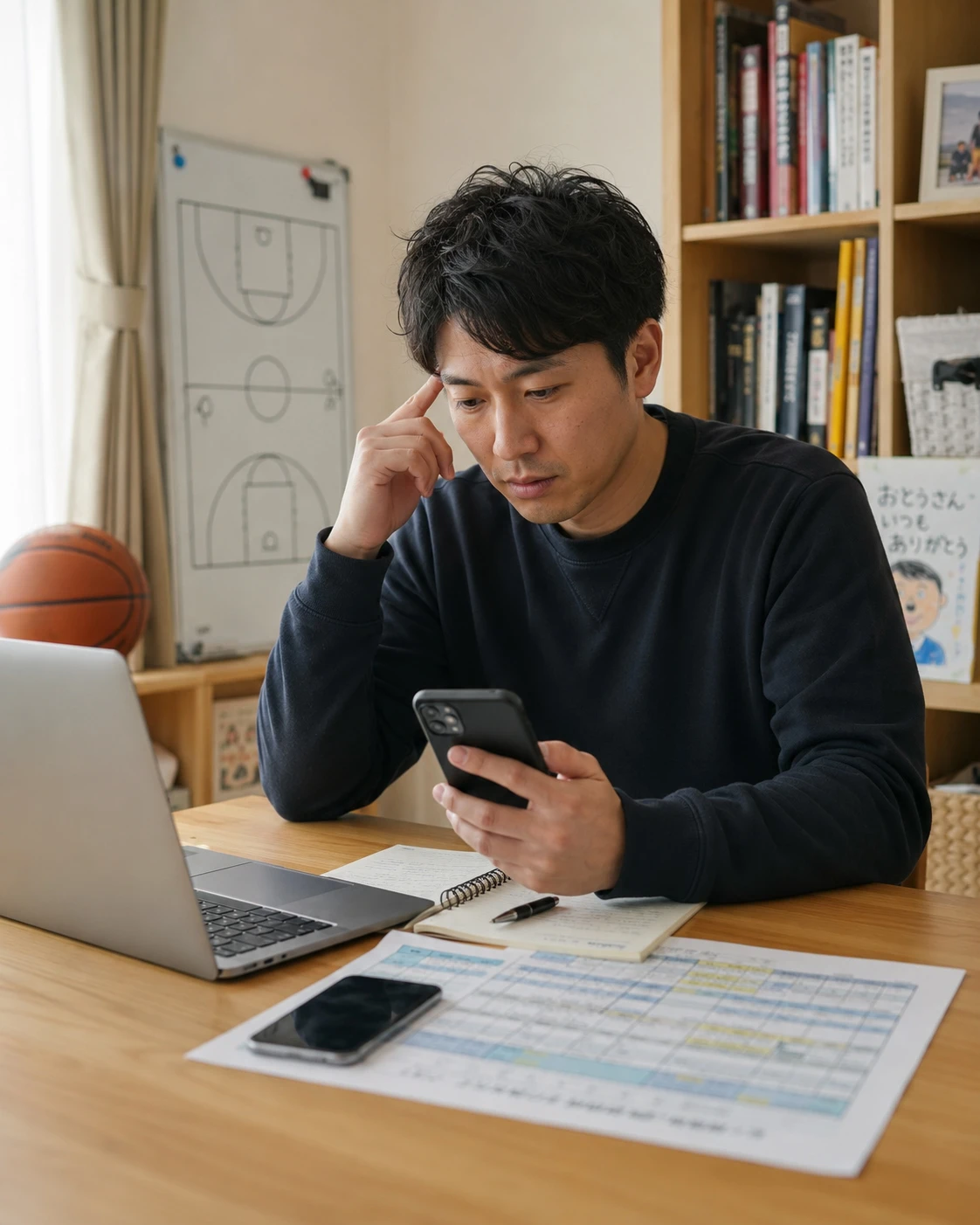 調整業務に追われるコーチ